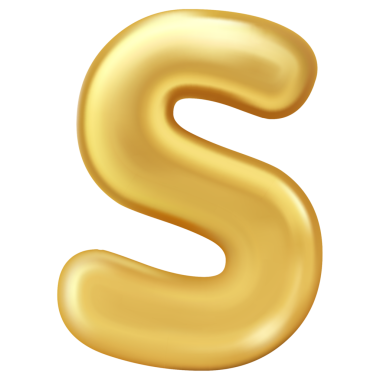 Parlak altın balon büyük harf İngilizce alfabe S