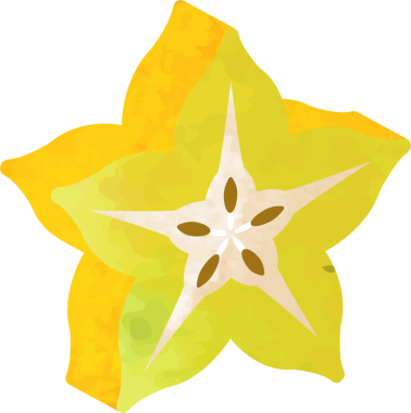 Renkli suluboya desenli yiyecek meyveli karambola