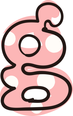 El çizimi kız tarzı beyaz nokta tipografik harf küçük harf alfabesi