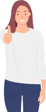 Günlük çizgi film insanları kadın karakter kadın baş parmak hareketi.