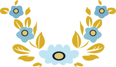 Eski tarz botanik bahçesi mavi çiçekli altın yaprak