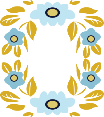 Eski tarz botanik bahçesi mavi çiçekli altın yaprak