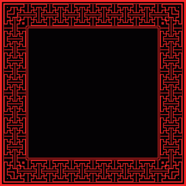 Geleneksel Çin izleme kırmızı retro desen dekorasyon kare çerçeve