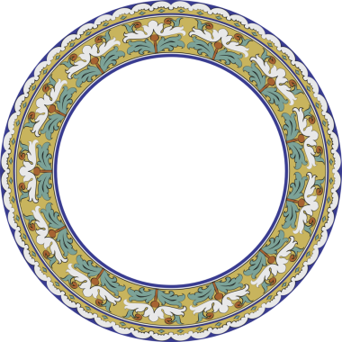 Klasik desenler, yuvarlak çerçeve botanik bahçesi çiçek yaprağı.