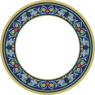 Klasik desenler, yuvarlak çerçeve botanik bahçesi çiçek yaprağı.