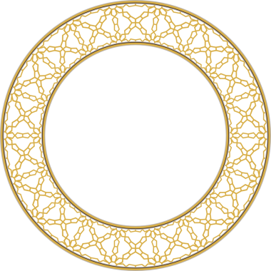 Klasik desenli yuvarlak çerçeve sarı çokgen geometri zincir çizgisi