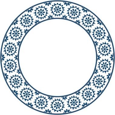 Eski model stil yuvarlak çerçeve eski mavi çiçek