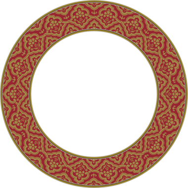 Klasik stil yuvarlak çerçeve retro altın eğri çapraz çerçeve çiçek deseni