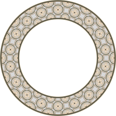 Klasik desenli, yuvarlak çerçeveli, çapraz çiçek zinciri.