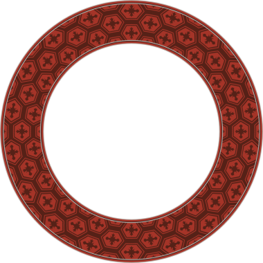 Eski model stil yuvarlak çerçeve kırmızı çokgen haçı