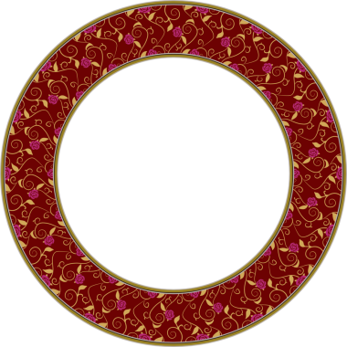 Klasik desenli yuvarlak çerçeve sarmaşık yaprağı gül çiçeği