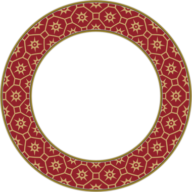 Klasik desenli yuvarlak çerçeveli altın çokgen çizgili yıldız çiçeği.