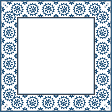 Eski model stil kare çerçeve retro mavi çiçek