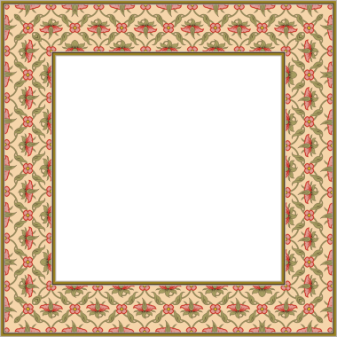 Klasik desenli, kare çerçeveli botanik bahçesi çiçek yaprağı.