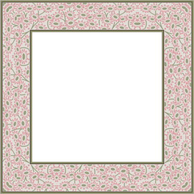 Klasik desenli, kare çerçeveli botanik bahçesi çiçek yaprağı.