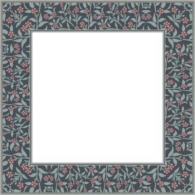 Klasik desenli, kare çerçeveli botanik bahçesi çiçek yaprağı.