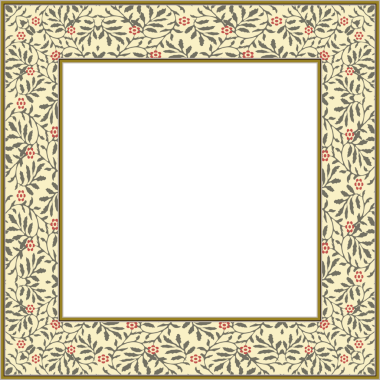 Klasik desenli, kare çerçeveli botanik bahçesi çiçek yaprağı.