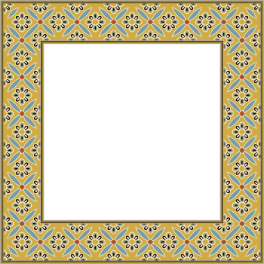 Klasik desenli, kare çerçeveli, botanik bahçesi yaprağı.