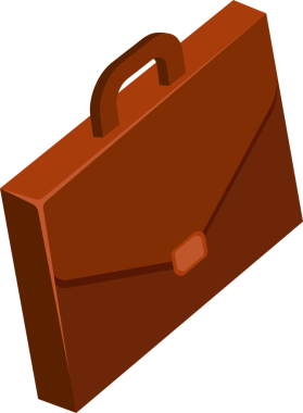 Çizgi film çizimi izole edilmiş nesne işi kahverengi deri bavul