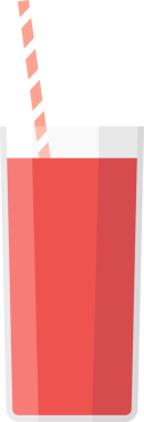 Çizgi film çizimi samanla izole edilmiş taze domates suyu.