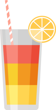 Karikatür çizimi izole edilmiş nesne. Soğuk, samanla taze meyve suyu iç.