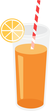 Çizgi film çizimi izole edilmiş nesne taze, meyve portakal suyu ve saman.