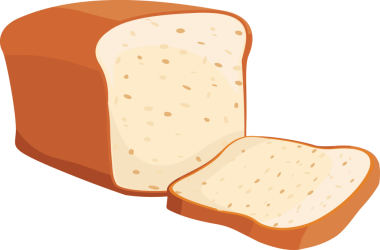 Çizgi film çizimi izole nesne lezzetli un, fırın ekmeği tam tahıllı tost.