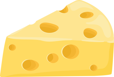 Çizgi film çizimi nesnelerin bir dilim peynirini izole etti.