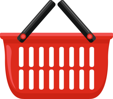 Çizgi film çizimi izole edilmiş nesne kırmızı plastik alışveriş sepeti