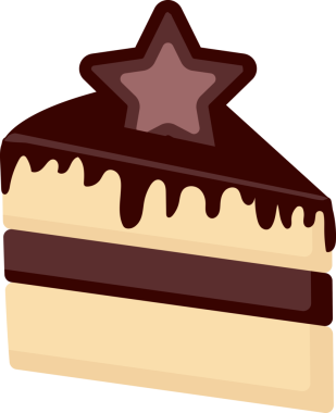 Şeffaf arkaplan resmi çikolatalı kek ve yıldız şeklinde kurabiye.