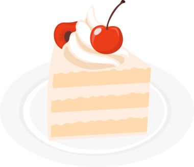 Şeffaf arkaplan resmi. Tatlı, kremalı ve kirazlı çikolatalı kek.
