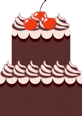 Şeffaf arkaplan resmi çikolatalı krema ve vişneli pasta