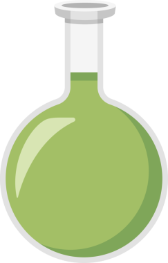Kimyasal deney için alttaki şişe yuvarlak.