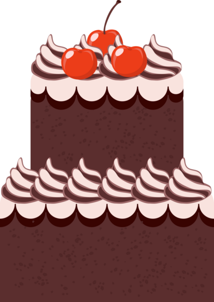 Şeffaf arkaplan resmi çikolatalı krema ve vişneli pasta
