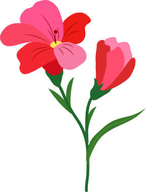 Çizgi film botanik bahçesi çiçeği kırmızısı frezya