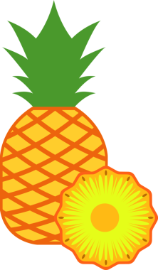 Renkli çizgi film yiyecekleri, meyve ananası.