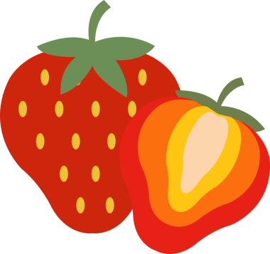 Renkli çizgi film yiyecekleri, meyve çileği.