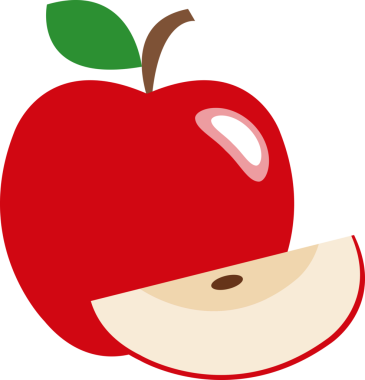 Renkli çizgi film yiyecekleri kırmızı elma.