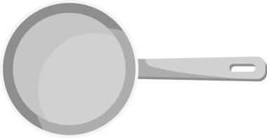 Mutfak gereçleri paslanmaz çelik pişirme tavası Karikatür çizimi izole nesne 