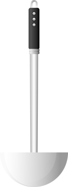 Çizgi film gereçleri yemek takımı paslanmaz çorba kepçesi gri renk.