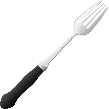 Çizgi film mutfak gereçleri, paslanmaz çatal gri renk.