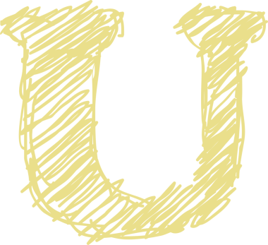 El çizimi sarı tebeşir alfabesi büyük harf U