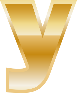 Altın eğimli alfabe harfi küçük harf y