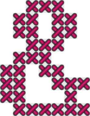 Çapraz dikiş biçimi tipografik harf gösterimi ve işaretleme