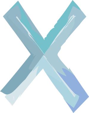 Suluboya el çizimi biçim alfabesi harfi büyük harf X