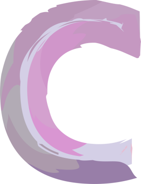 Suluboya el çizimi biçim alfabesi küçük harf c