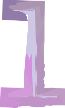 Suluboya el çizimi biçim alfabesi küçük harf L