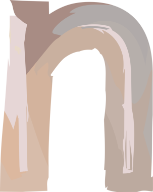 Suluboya el çizimi biçim alfabesi küçük harf n