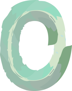 Suluboya el çizimi biçim alfabesi küçük harf o