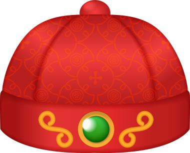 3D Çin geleneksel, lüks yeşim taşlı şapka.